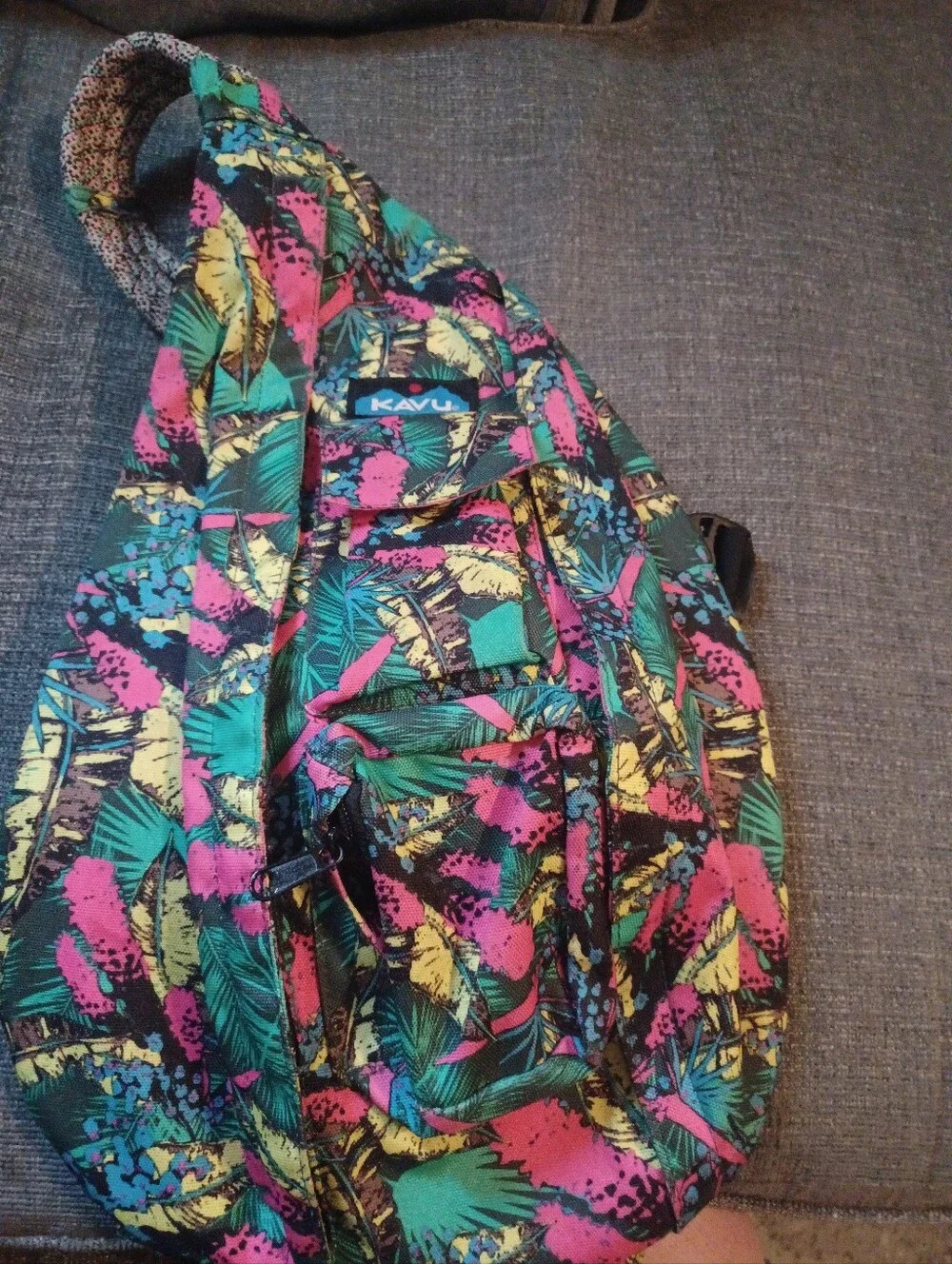 Kavu Print Sling Pack in Pink, Teal & Yellow